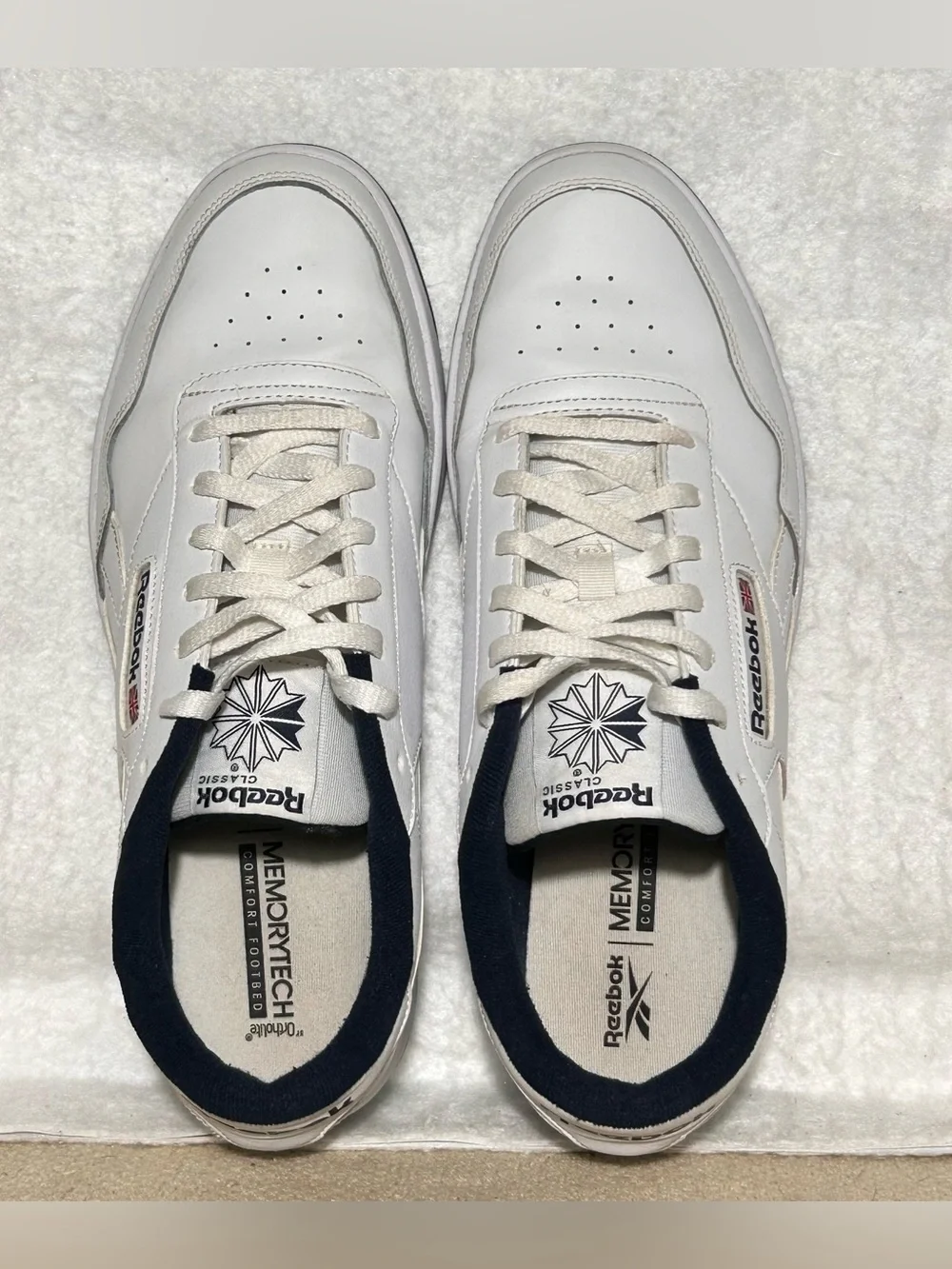 Reebok Mens White Club Memt Classic Leather Low Lace Sneakers Shoes SZ US 12